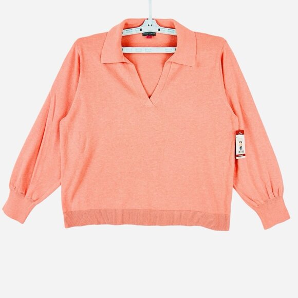 NWT Vince Camuto Women's Ocean Coral Pullover Lightweight Collared Sweater Sz XL - Picture 1 of 13
